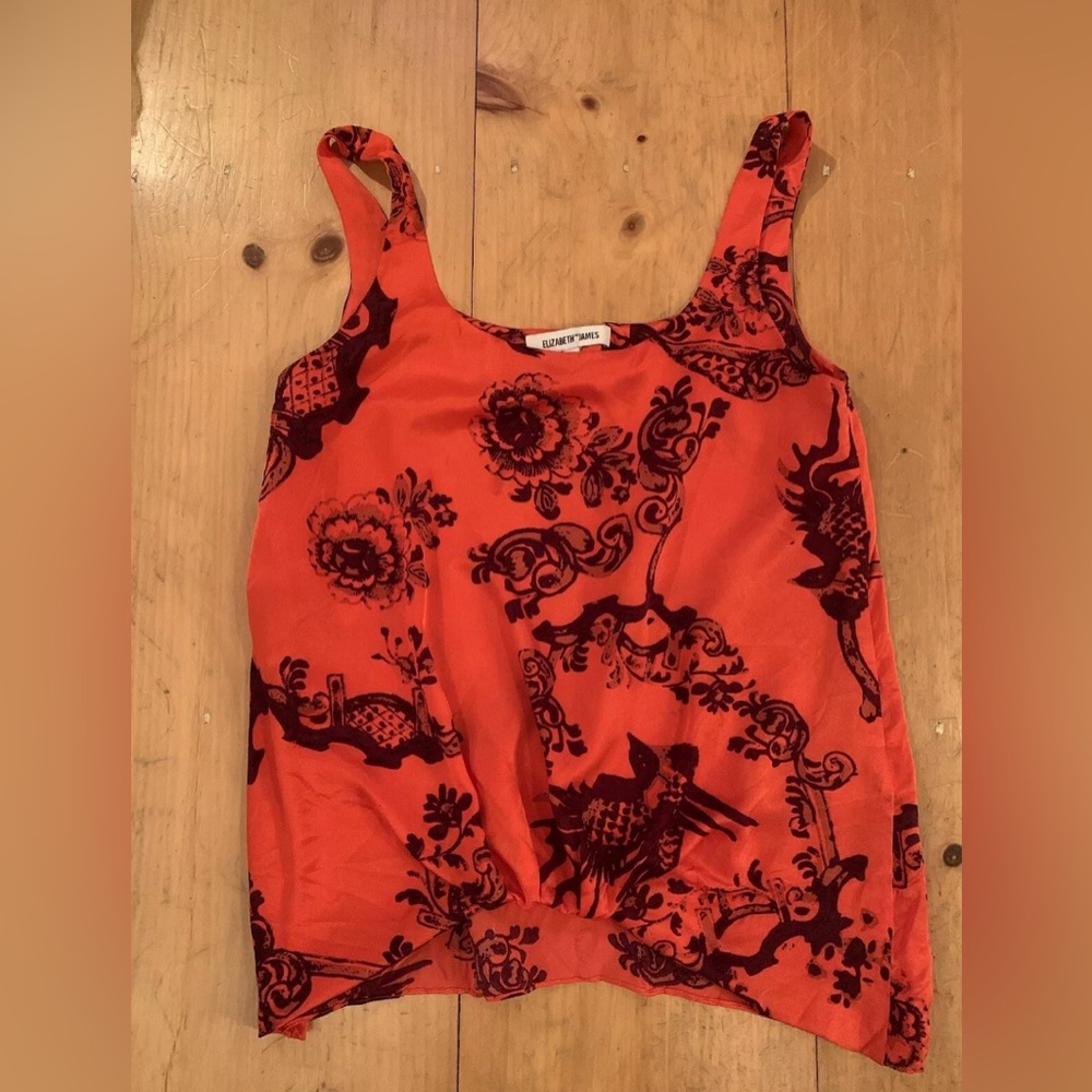 ‘Elizabeth & James’ Silk Tank Blouse, Pink Patterned, Size XS